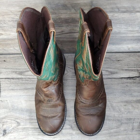 Justin Boots WK4670 - Stampede Blade Green Round Toe Wellington Work Boots - Picture 6 of 16